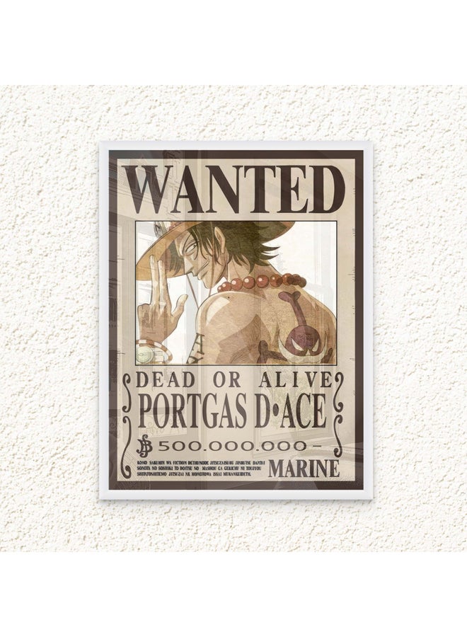 Art Decor Art Decor Framed Fine Art One Piece Wanted Poster Wall Art Portas D Ace Anime Artwork Portrait Print Wall Décor for Bedroom Boys' Room Living Room Gaming Room  - Image 1