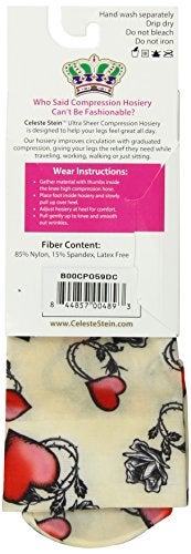 Celeste Stein Therapeutic Compression Socks, Biker Heart, 15-20 mmhg, 1 Pair - Image 2