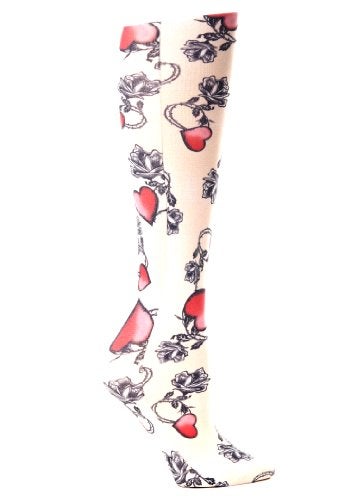 Celeste Stein Therapeutic Compression Socks, Biker Heart, 15-20 mmhg, 1 Pair - Image 1
