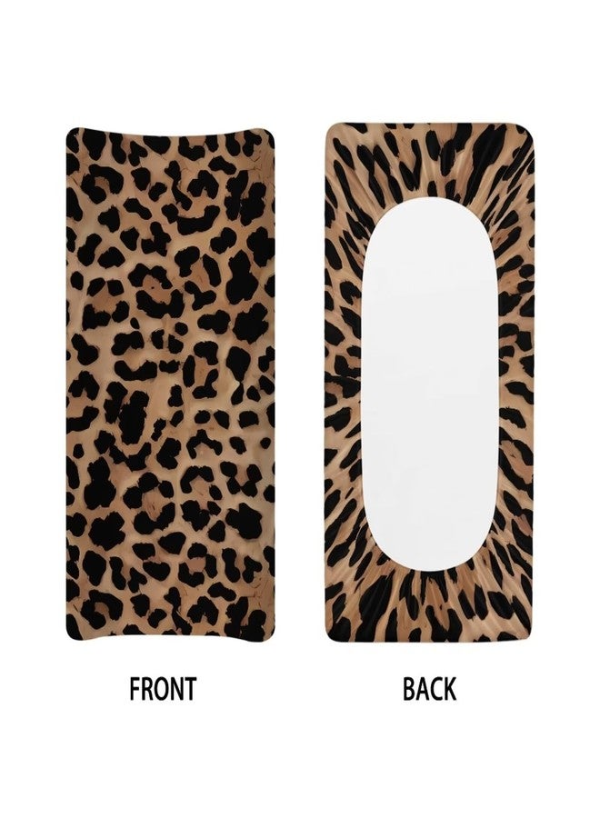 Wideasale Cheetah Leopard Print Diaper Changing Pad Cover Girls Boys Cozy Soft Diaper Change Mat Cover Baby Changing Pad Liners Classic Animal Print,Brown - Image 3
