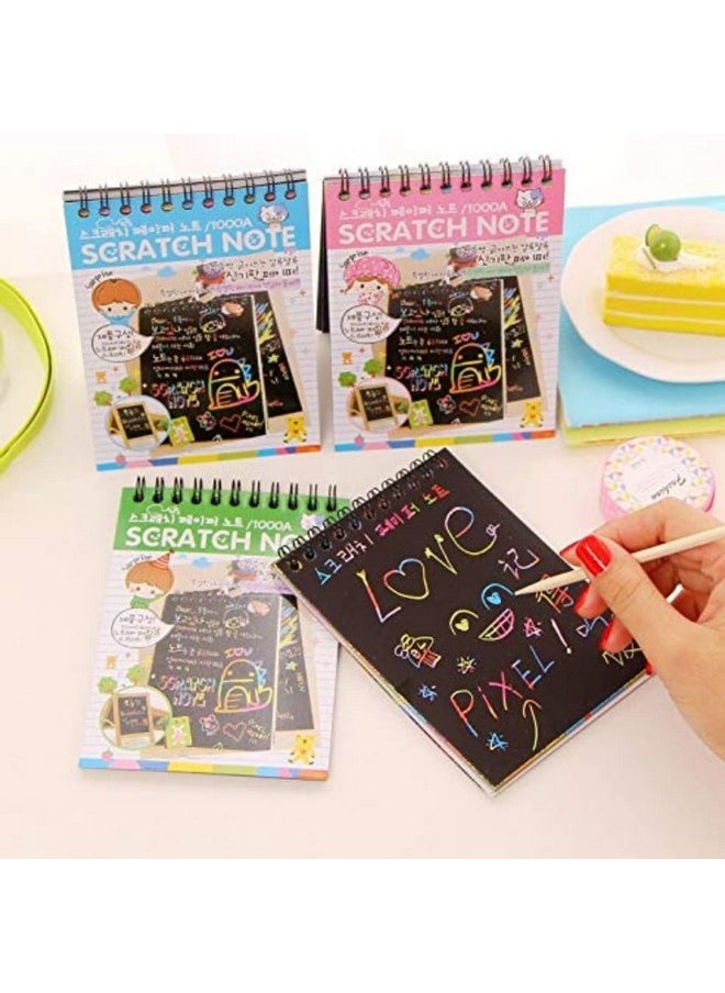 deziine deziine�Kid's Rainbow Scratch Book Magic Doodle Art Activity 2 Notebooks Or Note Pad of 8 Pages with One Stick for Arts and Crafts Kids Return Gift (Multicolor, Small Size, Pack of 2)  - Image 4