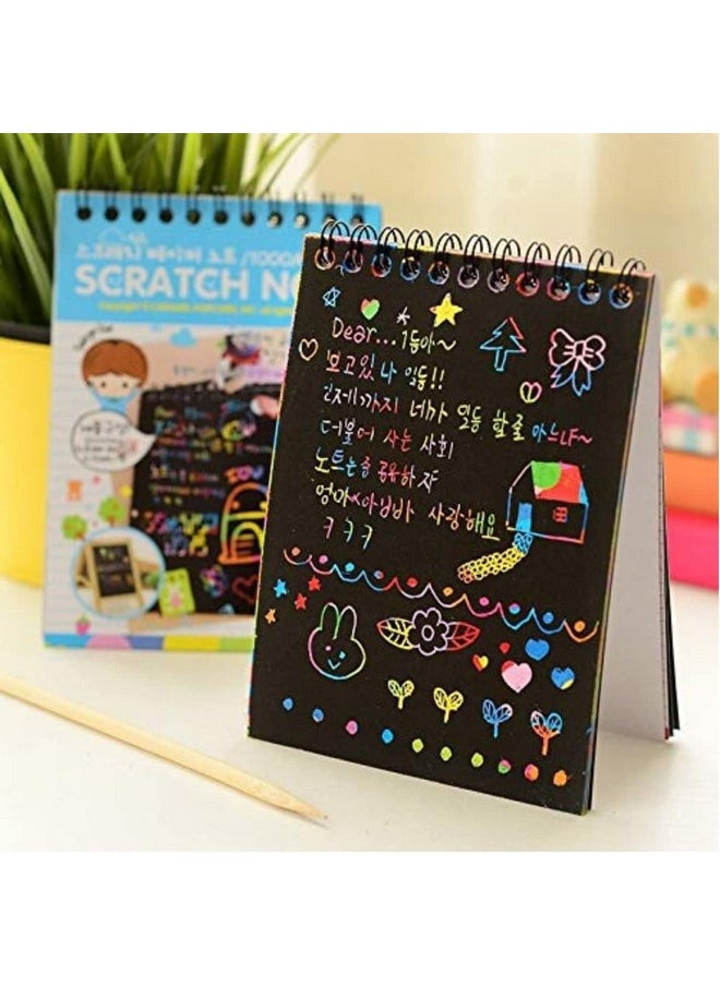 deziine deziine�Kid's Rainbow Scratch Book Magic Doodle Art Activity 2 Notebooks Or Note Pad of 8 Pages with One Stick for Arts and Crafts Kids Return Gift (Multicolor, Small Size, Pack of 2)  - Image 5