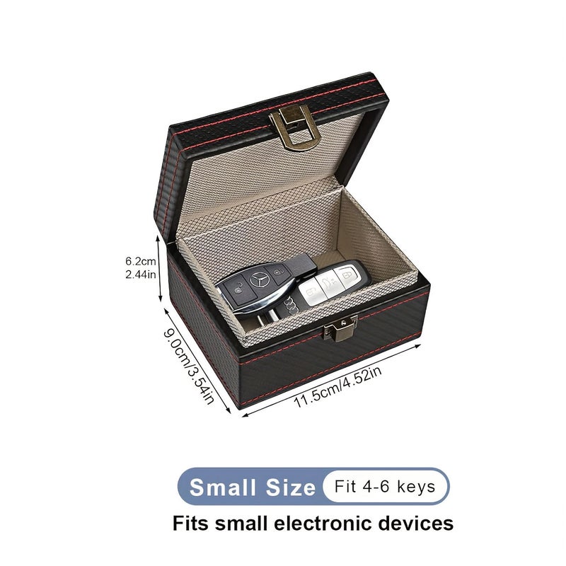 RFID Blocking Faraday Box Car Key Fob Signal Blocker With Locking Mechanism Carbon Fiber Case Anti Theft Security Box For Smart Keys Garage Parking Storage S - Image 1