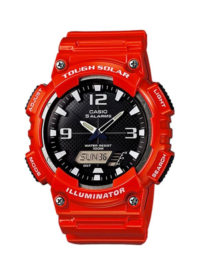 كاسيو ساعة يد رسمية بعقارب ورقمية مقاومة للماء طراز AQ-S810WC-4AVDF - 45 مم - لون أحمر رجال - Image 1