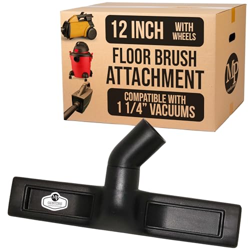 MP Maresh Products Vacuum Brush Attachment Compatible with Central Vac - Horse Hair Bristles for Thorough Cleaning, Bare Floor or Wall Brush, Replacement Part for Central Vac - 12" with Wheels (Black) - Image 1