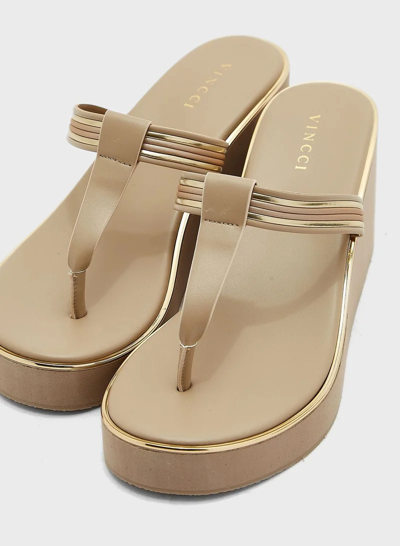 Vincci T Bar Wedge Sandals