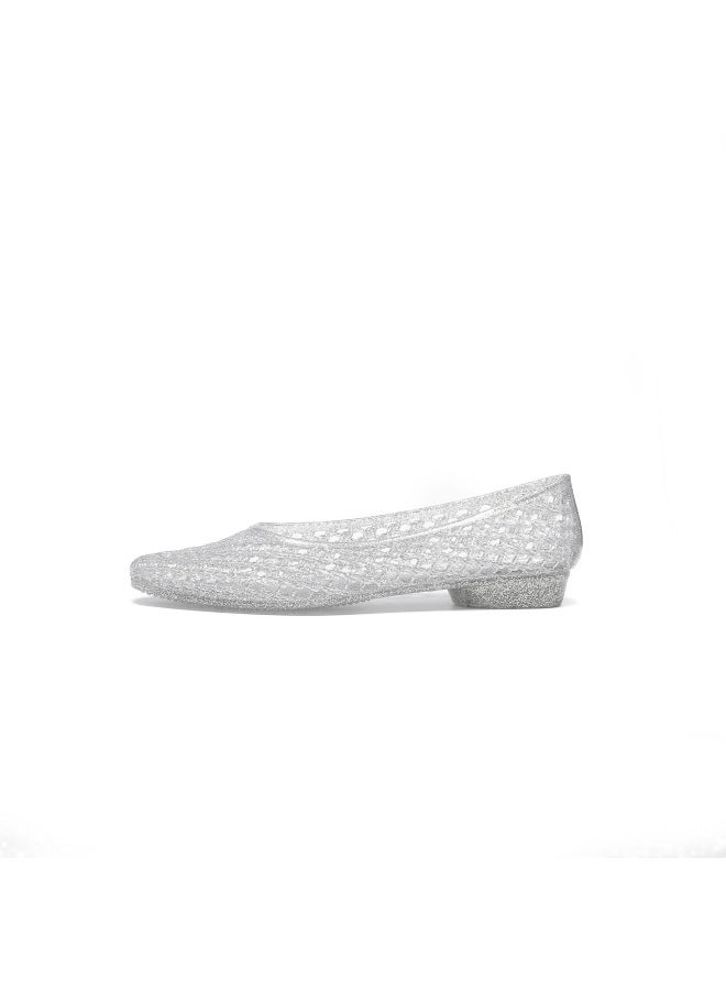 Outdoor Casual Pointed Toe Sandals, One-leg Cut Out Dance Shoes, Korean Jelly Shoes, Shallow Mouth Flats, Crystal Pvc