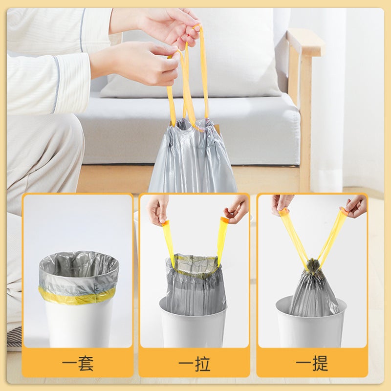 Drawstring Garbage Bag Household Thickened Portable Large Black Disposable Plastic Bag Garbage Bag Drawstring Type - Image 4