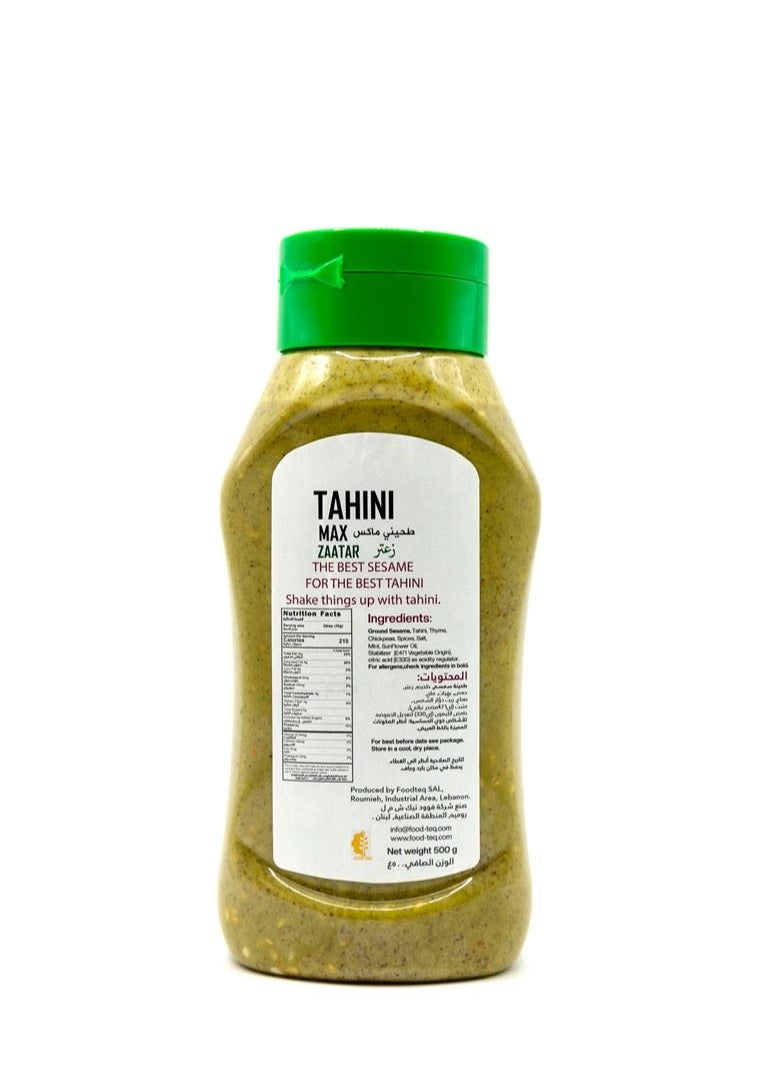 Halawa Max - Halawa Max Tahini Zaatar Smooth Sesame Seeds Cready Squeezble and Ready 500g - Image 1