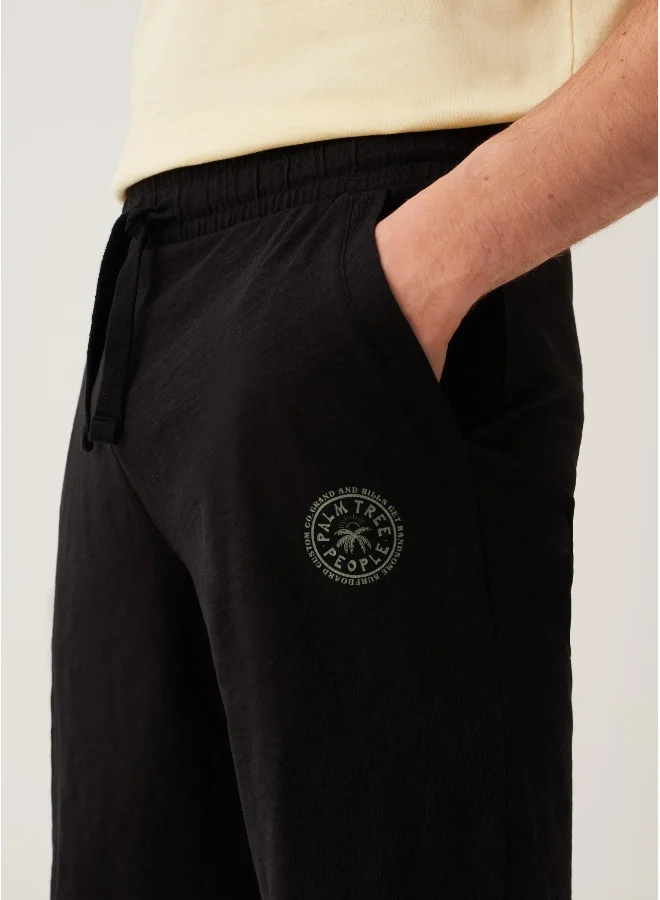 Ovs Grand&Hills cotton slub Bermuda joggers with print