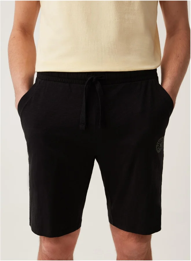 او في اس Grand&Hills cotton slub Bermuda joggers with print