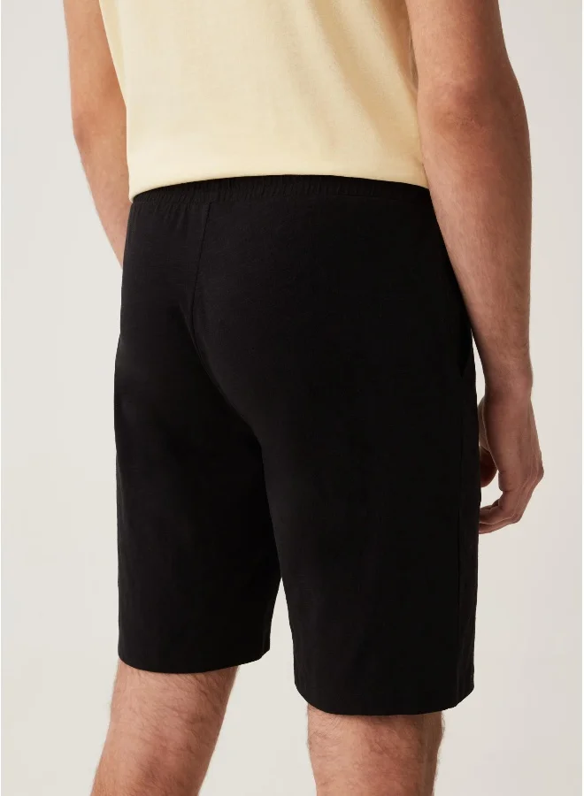 Ovs Grand&Hills cotton slub Bermuda joggers with print