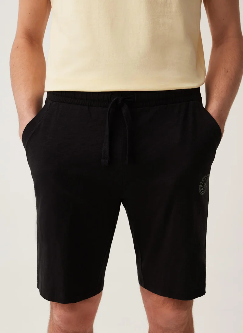 او في اس Grand&Hills cotton slub Bermuda joggers with print