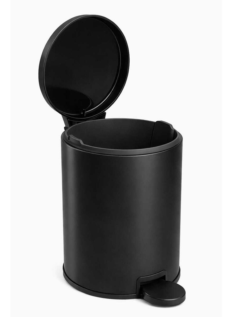 Primanova Stainless Steel Trash Bin 3 Liters Rust-Proof Foot Pedal Removable Inner Bucket for Bathroom Bedroom Office Ø20 × 26 cm (Matte Black) - Image 2