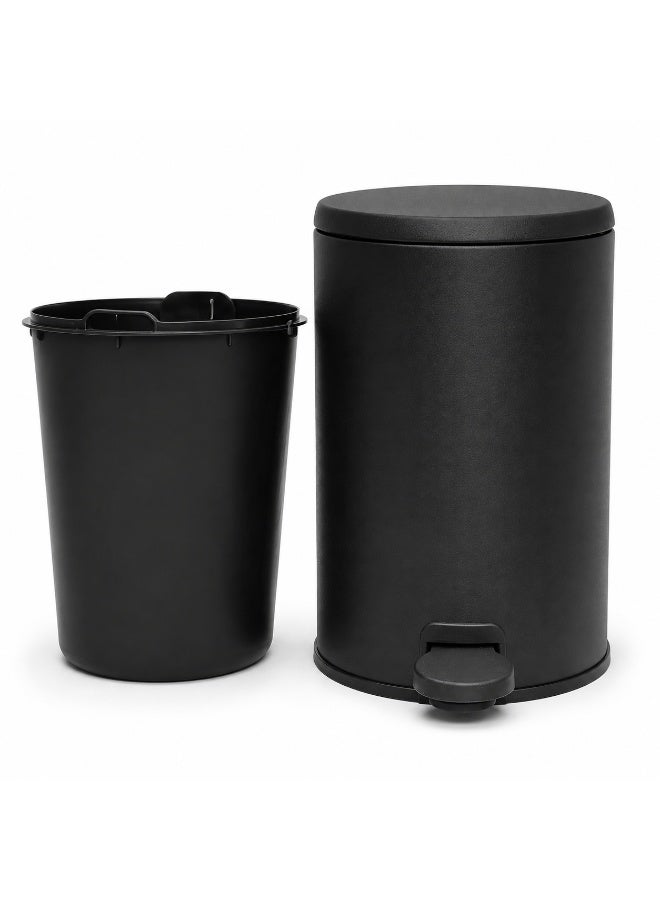 Primanova Stainless Steel Trash Bin 3 Liters Rust-Proof Foot Pedal Removable Inner Bucket for Bathroom Bedroom Office Ø20 × 26 cm (Matte Black) - Image 3