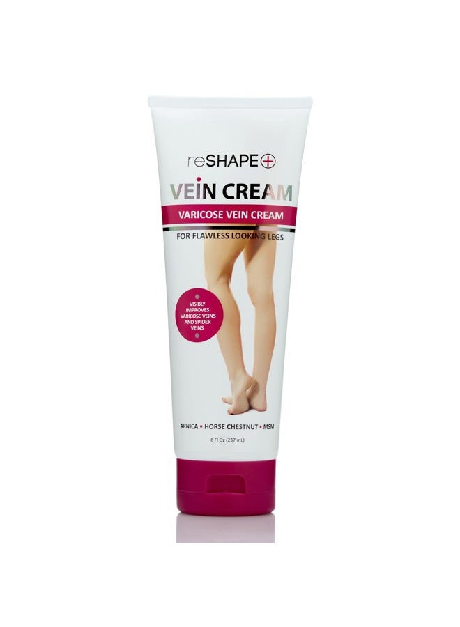 reshape Varicose Vein Relief & Vein Care Cream W/Collagen, Arnica, & Horse Chestnut - Visibly Reduce Varicose Veins, Bruises, & Spider Veins, Varicose Vein Treatment Lotion For Legs & Body, 8 Fl Oz - Image 1