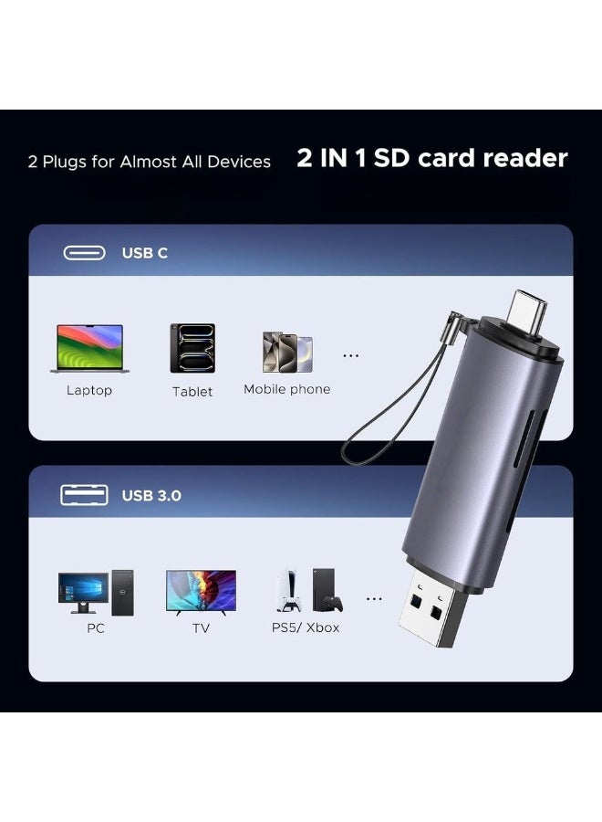 SD Card Reader USB 3.0/USB C OTG Dual Slot Memory Card Adapter For IPhone 16/15 Seri 2022-2016 MacBook Pro 15/16 M1 M2 Mac Air IPad Surface Dell XPS - Image 3