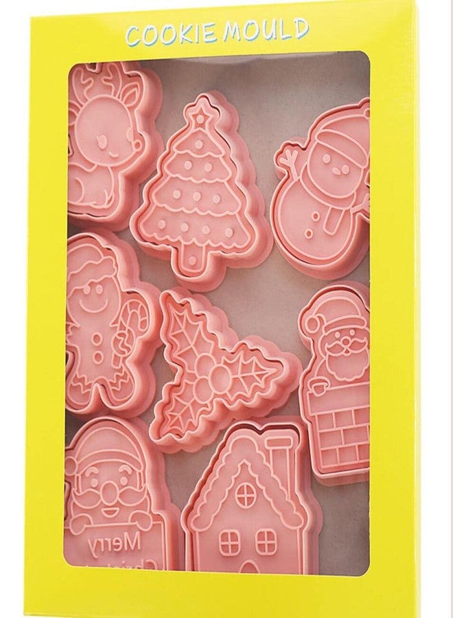 MayeBridge 8 Pieces Cute Christmas Cookie Press Santa Cookie Moulds For Baking Cookie Mould Press Christmas Cookie Mould Set Kitchen Tools Plastic Cookie Stamps (Christmas D) - Image 5