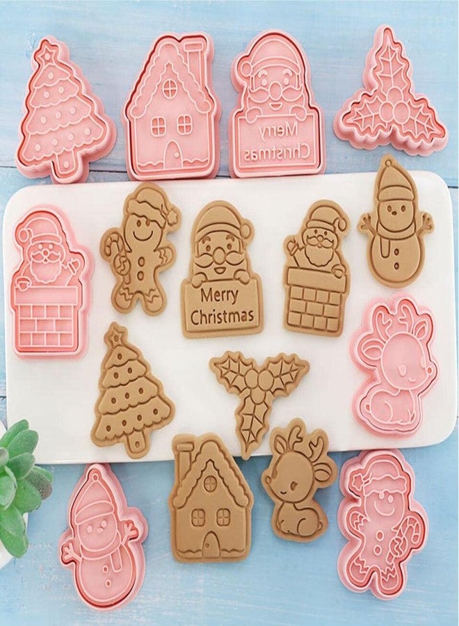 MayeBridge 8 Pieces Cute Christmas Cookie Press Santa Cookie Moulds For Baking Cookie Mould Press Christmas Cookie Mould Set Kitchen Tools Plastic Cookie Stamps (Christmas D) - Image 3