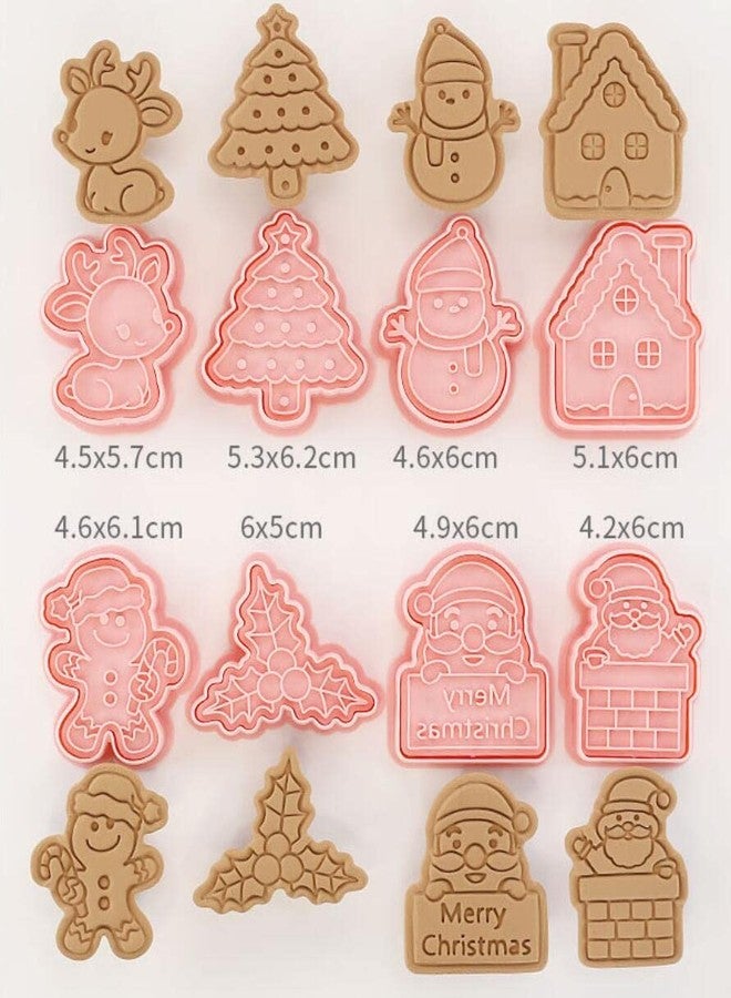 MayeBridge 8 Pieces Cute Christmas Cookie Press Santa Cookie Moulds For Baking Cookie Mould Press Christmas Cookie Mould Set Kitchen Tools Plastic Cookie Stamps (Christmas D) - Image 4