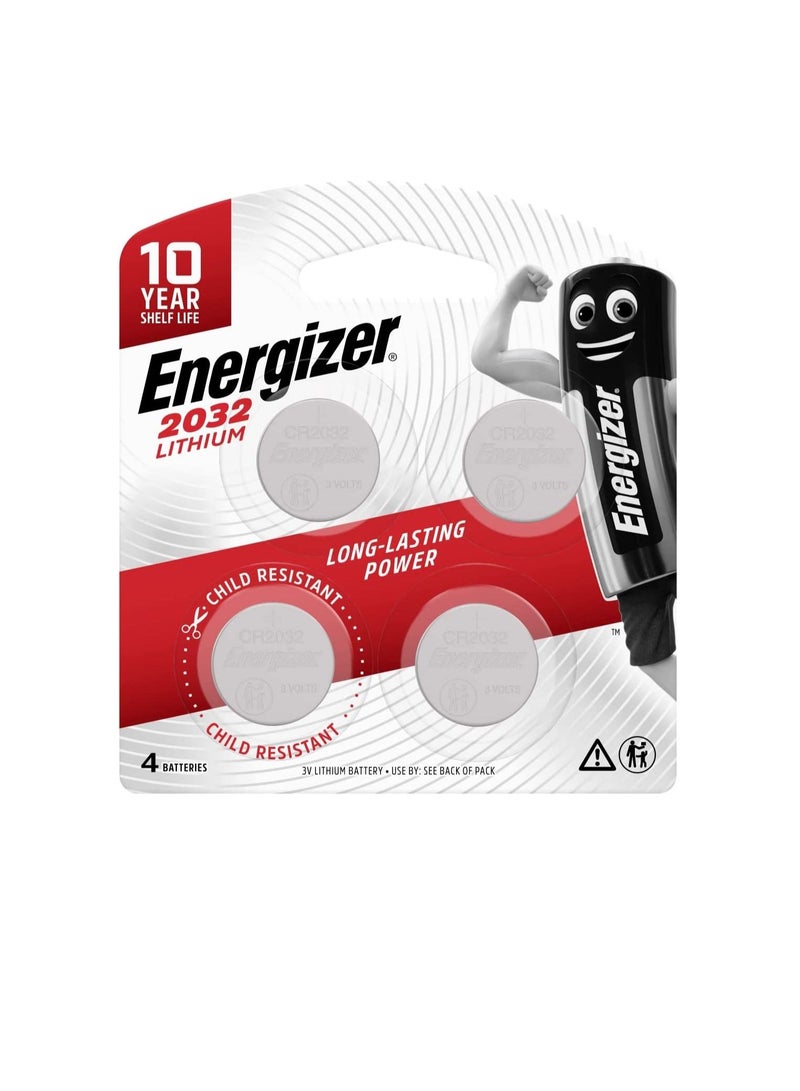 Energizer Ecr 2032Bp2 Max Sp Coin Lithium 3V Batteries 4 Pieces Silver E301415200 - Image 3
