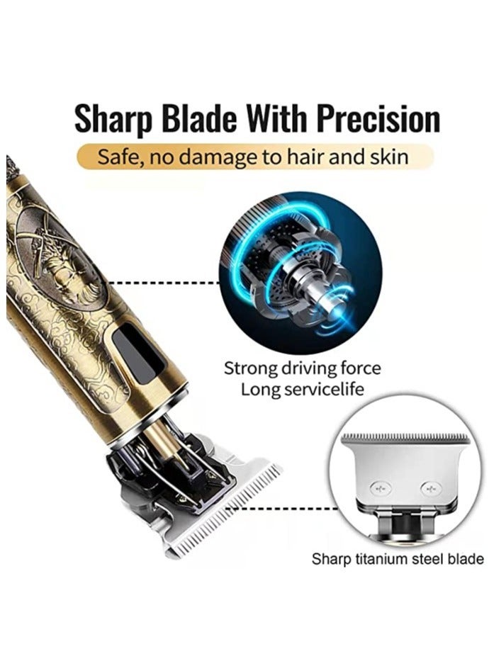 Beard Trimmer for Mens, Rechargeable Electric Hair Clippers with LCD Screen, Titanium Precision T Blade Trimmer - Image 2