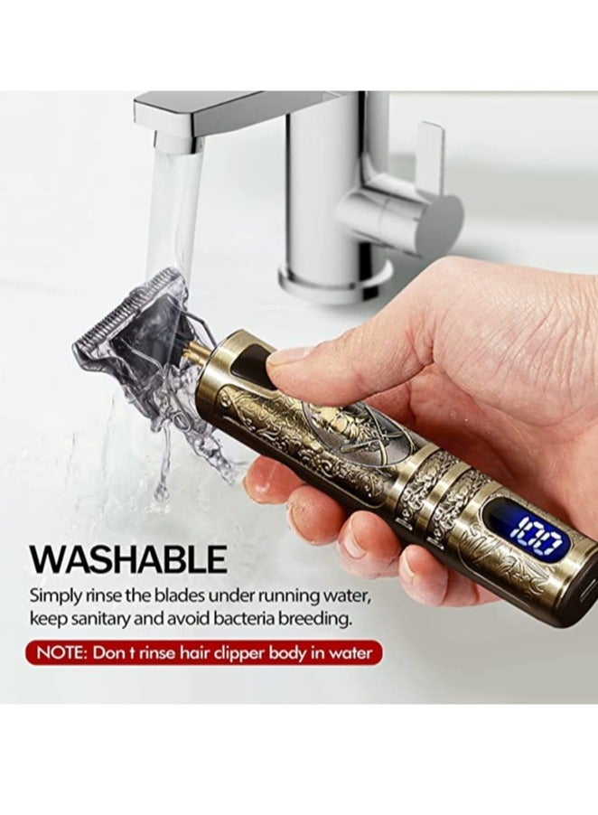 Beard Trimmer for Mens, Rechargeable Electric Hair Clippers with LCD Screen, Titanium Precision T Blade Trimmer - Image 4