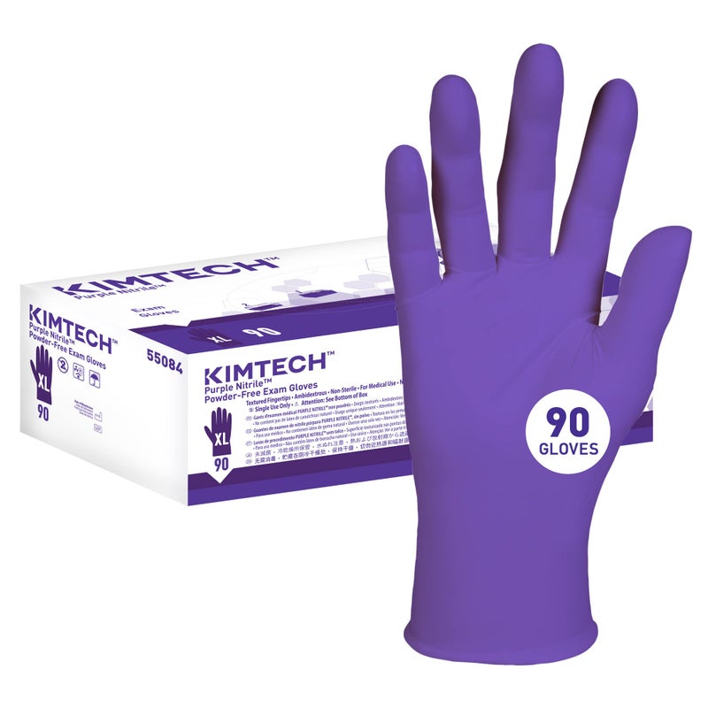 Kimtechâ„¢ Purple Nitrileâ„¢ Exam Gloves (55084), 5.9 Mil, Ambidextrous, 9.5â€, X-Large, 90 Nitrile Gloves/Box - Image 1