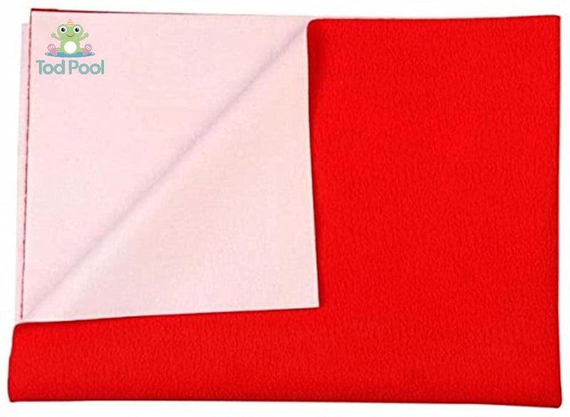 Tod PooL Breathable Bed Protector | Anti-Piling Fleece Extra Absorbent Washable | Waterproof Quick Dry Sheet | Bed Protector Sheet for Kids and Adults (1, Red, Medium (70x100cm)) - Image 1