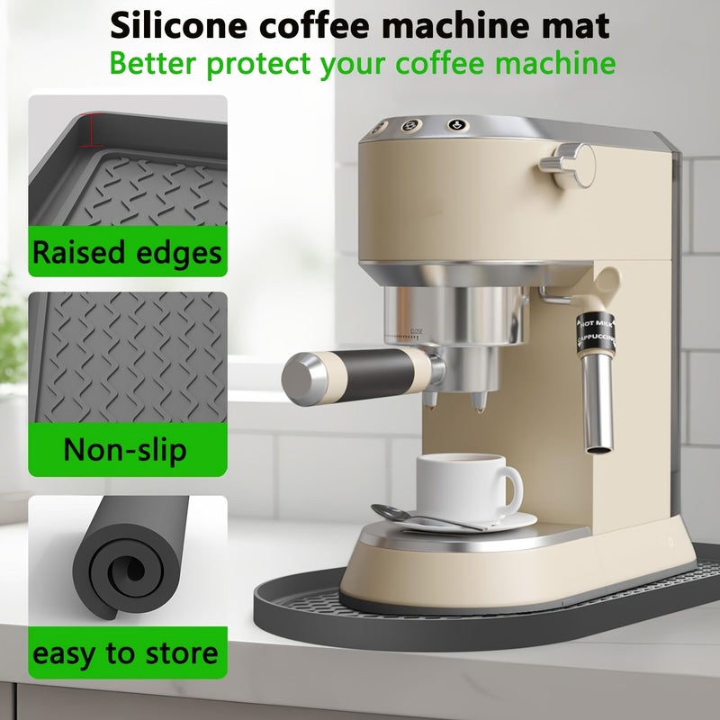 1pc Black Silicone Coffee Machine Mat Non Slip Countertop Protection Tray - Image 2