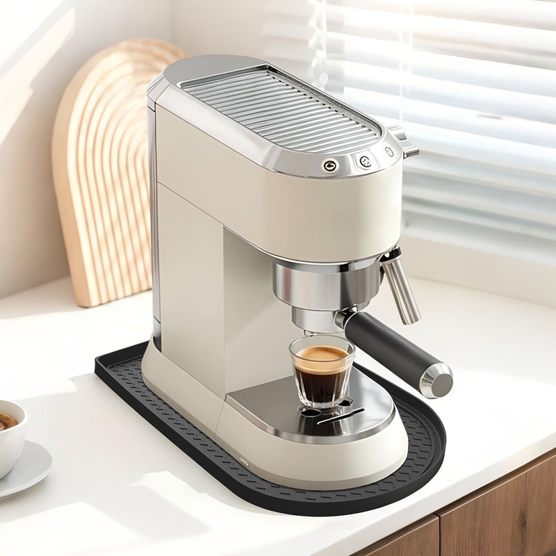 1pc Black Silicone Coffee Machine Mat Non Slip Countertop Protection Tray - Image 1