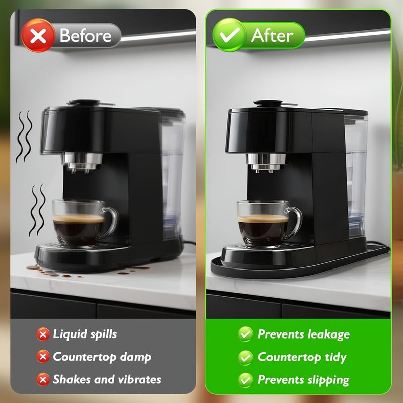 1pc Black Silicone Coffee Machine Mat Non Slip Countertop Protection Tray - Image 4