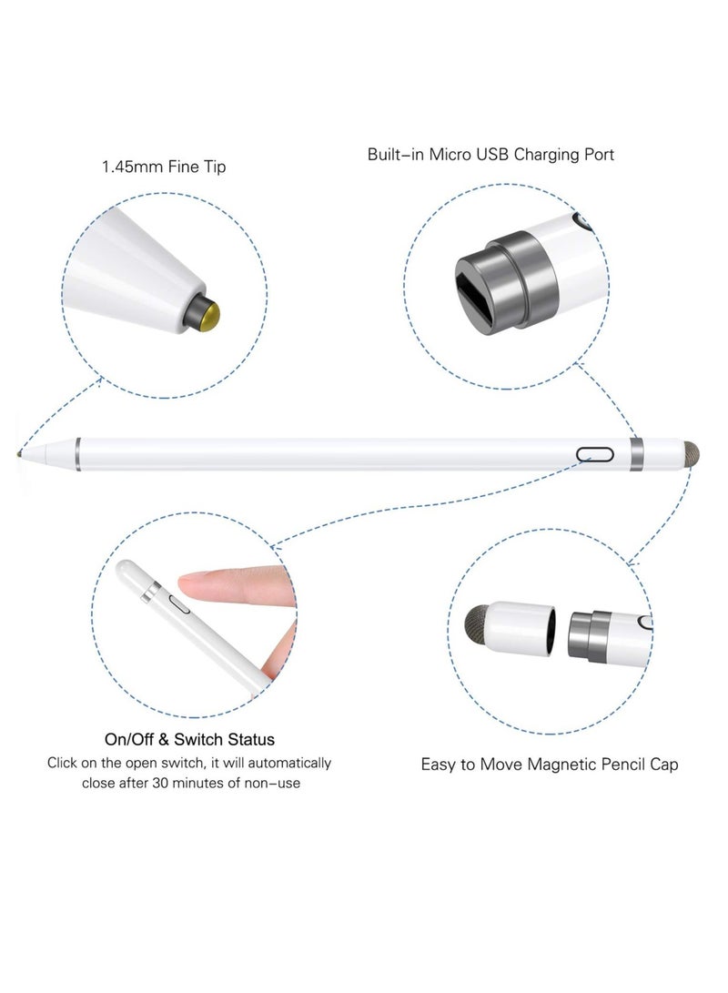 Active Stylus Pen Compatible for iOSAndroid Touch Screens, Pencil with Dual Touch Function,Rechargeable Stylus for iPad/iPad Pro/Air/Mini/iPhone/Cellphone/Samsung/Tablet DrawingWriting - Image 2