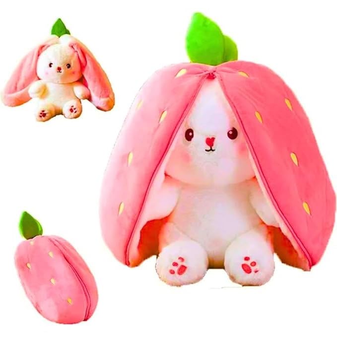 Softdreams Soft Plush Toy for Kids – Cute Stuffed Animal Soft Toy – Soft Cuddly Toy for Baby Boys & Girls, Return Gift -Reversible Strawberry Rabbit 30cm - Image 1