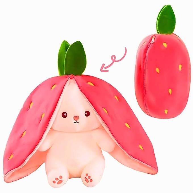 Softdreams Soft Plush Toy for Kids – Cute Stuffed Animal Soft Toy – Soft Cuddly Toy for Baby Boys & Girls, Return Gift -Reversible Strawberry Rabbit 30cm - Image 3