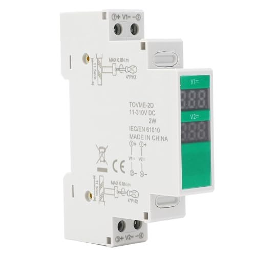 Eujgoov Din Rail Voltmeter Digital Display 2 Channel Meter for Electrical Equipment Monitoring and Control - Image 1