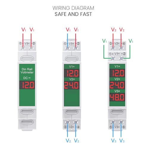 Eujgoov Din Rail Voltmeter Digital Display 2 Channel Meter for Electrical Equipment Monitoring and Control - Image 4