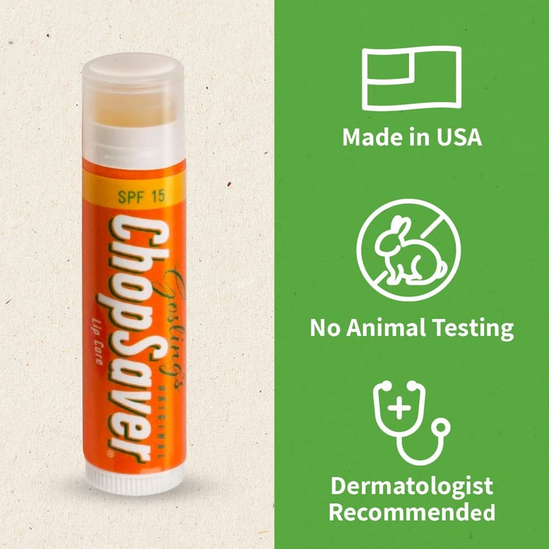 chopsaver Goslings Original ChopSaver SPF 15 Lip Care, All Natural Lip Balm with SPF, Chapstick for Musicians and More, Effective Relief for Dry, Cracked Lips and Skin, Made in USA, 0.15 Oz (Pack of 6) - Image 4