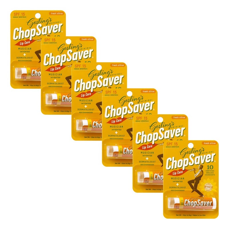 chopsaver Goslings Original ChopSaver SPF 15 Lip Care, All Natural Lip Balm with SPF, Chapstick for Musicians and More, Effective Relief for Dry, Cracked Lips and Skin, Made in USA, 0.15 Oz (Pack of 6) - Image 1