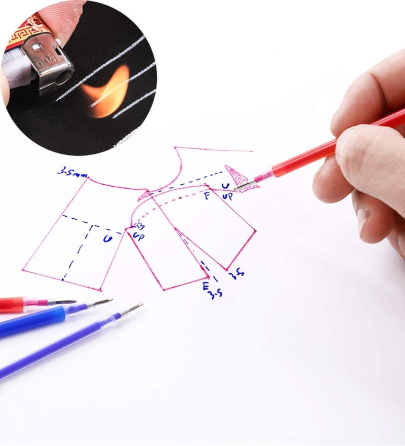 RUIXIB Set of 100 Pack Heat Erase Pens Fabric Marking Pens Iron Off Water Soluble Ink Auto-Vanishing Pen Tailors Chalk Clothes Marker Pencil Sewing Pen for Fabric Textile Leather Quilting Dressmaker - Image 5