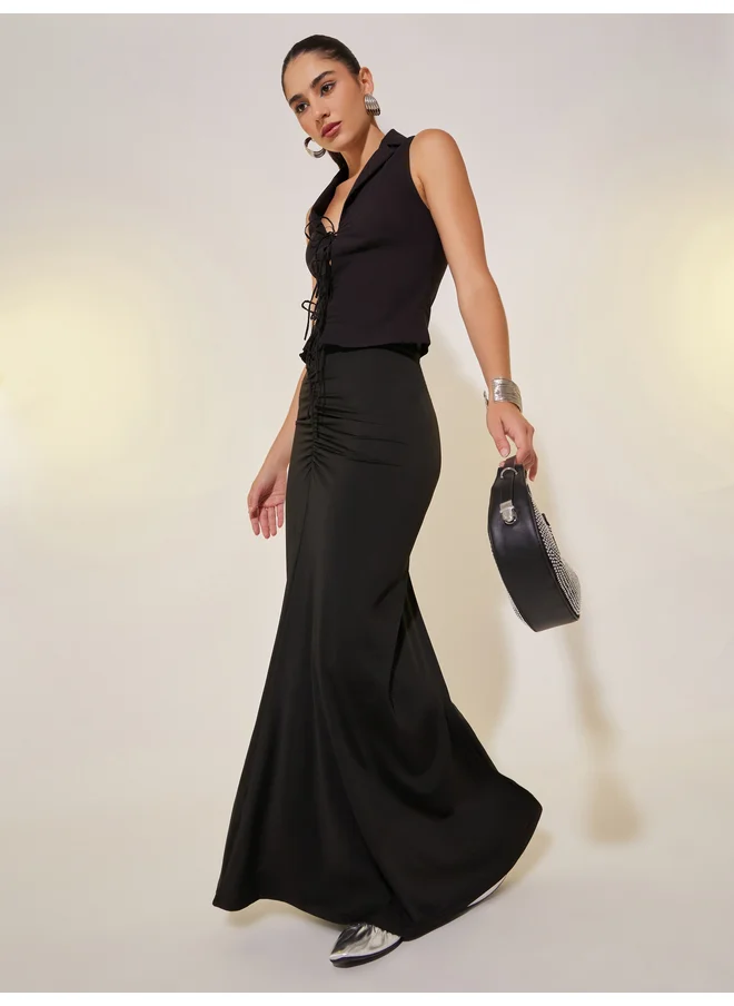 تايك تو Take Two Solid Bodycon Fit Maxi Skirt