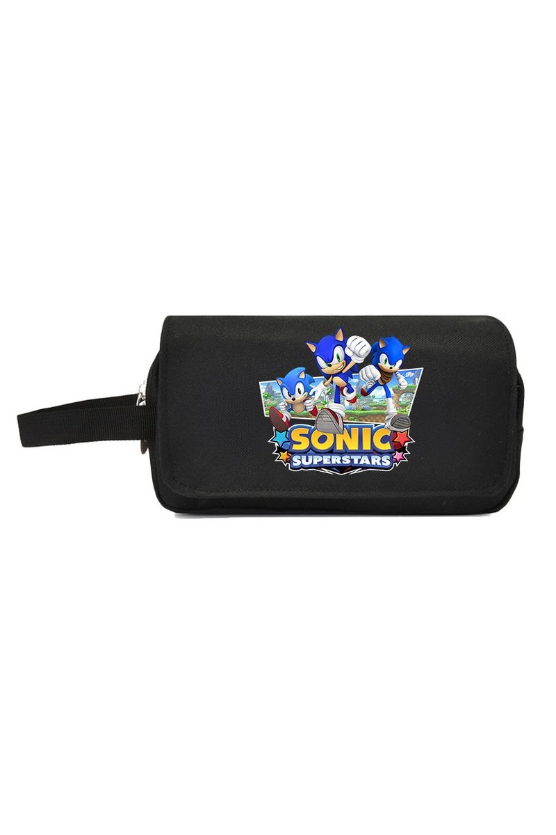 general Sonic the Hedgehog Cartoon Anime Canvas Pencil Case Large Capacity Stationery Case for Students - Image 1