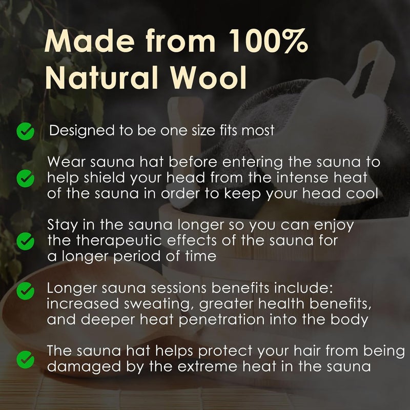 جاجيلي 1 Pcs Captain Sauna Hat Wool Sauna Hat for Men Banya Russian Cap Finnish Cap Felt Gray Color - Image 2