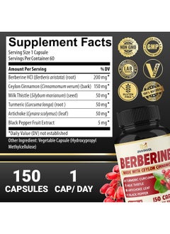 BMVINVOL Berberine Supplement Equivalent to 4700mg - 5 Months Supply - High Potency with Ceylon Cinnamon - Supports Immune System, Cardiovascular & Gastrointestinal Function - Berberine HCl Supplement Pills  - Image 2