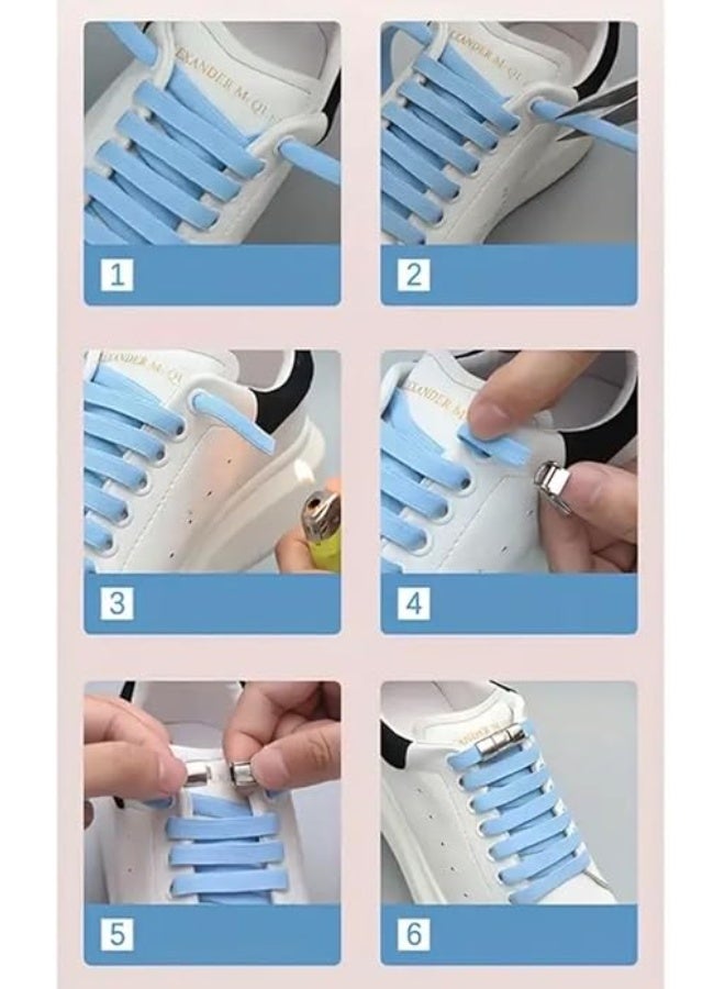 أربطة أحذية مرنة بدون عقد، أسود، 100 سم × 0.8 سم، مشبك مغناطيسي قوي، أربطة أحذية رياضية للجنسين، زوج واحد  أسود - Image 5