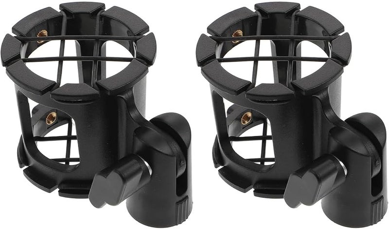 Black Honeycomb Shock Mount 2 Pack Adjustable Vibration Resistant Microphone Holder Stand - Image 1