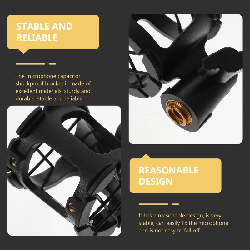 Black Honeycomb Shock Mount 2 Pack Adjustable Vibration Resistant Microphone Holder Stand - Image 3