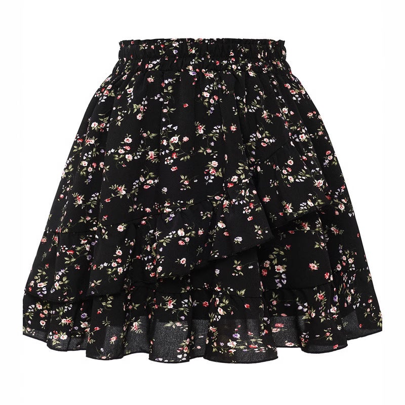 Spring and Summer Women''s Plus-Size Floral A-Line Skirt with Ruffled Hem, Fishtail Bodycon Skirt, Pleated Skirt with Large Hem - Image 5