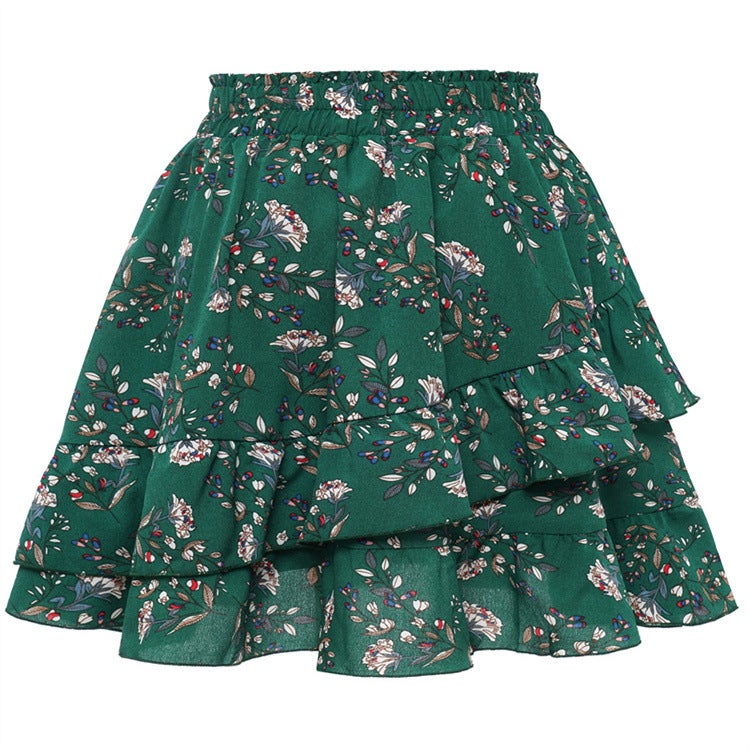 Spring and Summer Women''s Plus-Size Floral A-Line Skirt with Ruffled Hem, Fishtail Bodycon Skirt, Pleated Skirt with Large Hem - Image 3