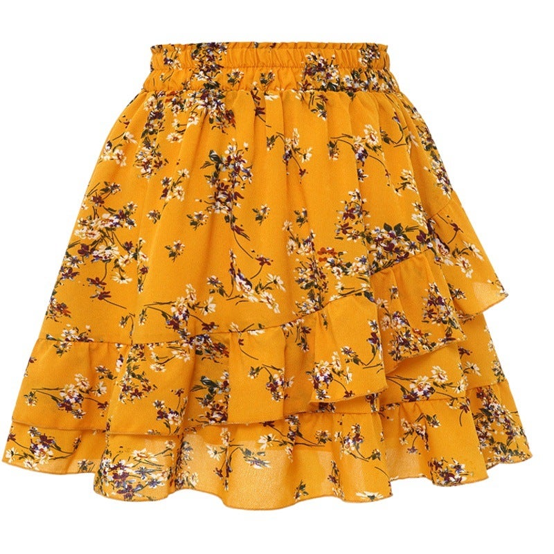Spring and Summer Women''s Plus-Size Floral A-Line Skirt with Ruffled Hem, Fishtail Bodycon Skirt, Pleated Skirt with Large Hem - Image 2